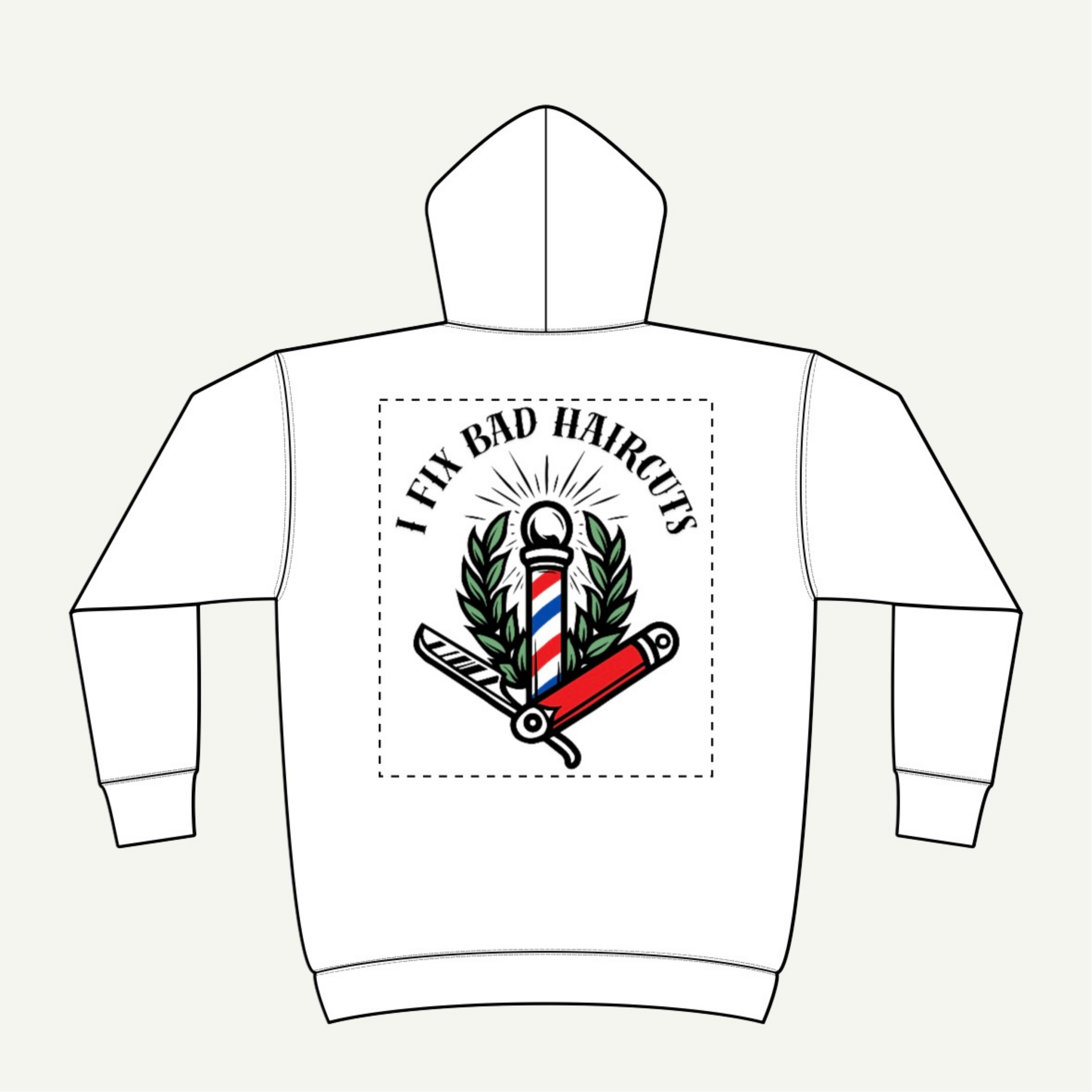 I FIX BAD HAIRCUTS HOODIE (RED CUTTHROAT)